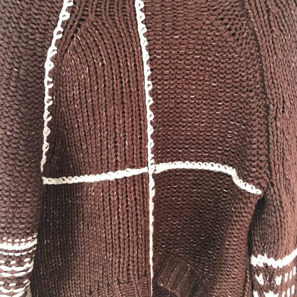 BDG Urban Outfitters cable knit brown sweater oversize cropped women's XS chunky - Picture 2 of 11
